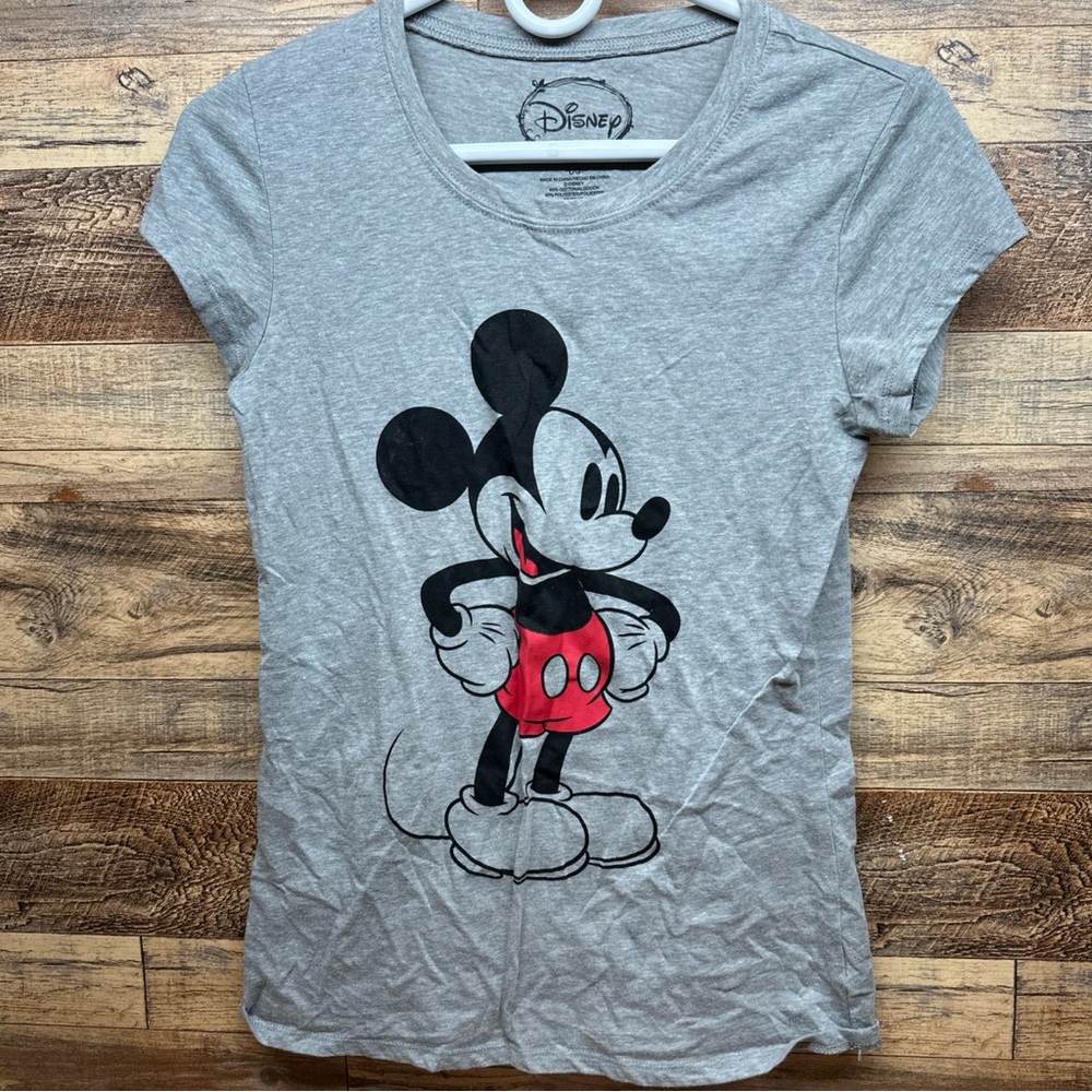 Disney Gray Tee with Classic Mickey in Red Shorts